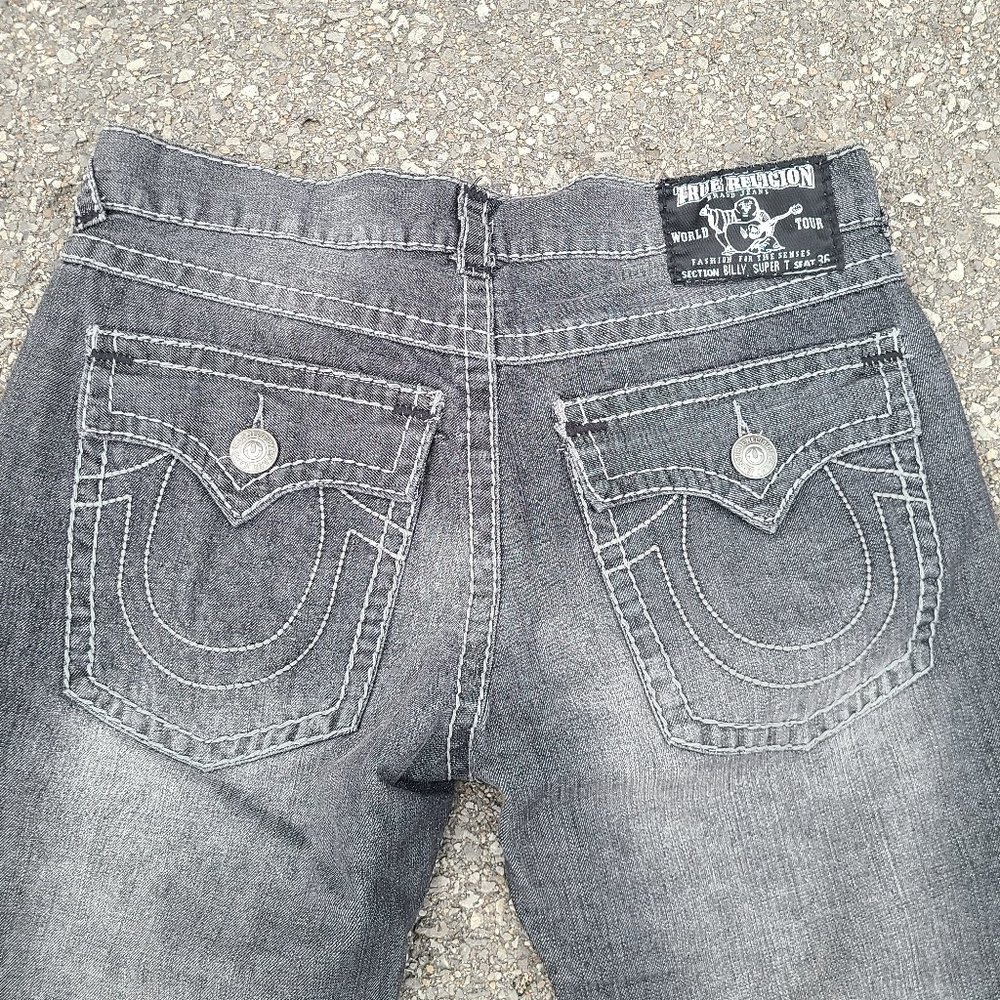 LIKE NEW True Religion faded black grey men's size 36 x 32 jeans gray mens